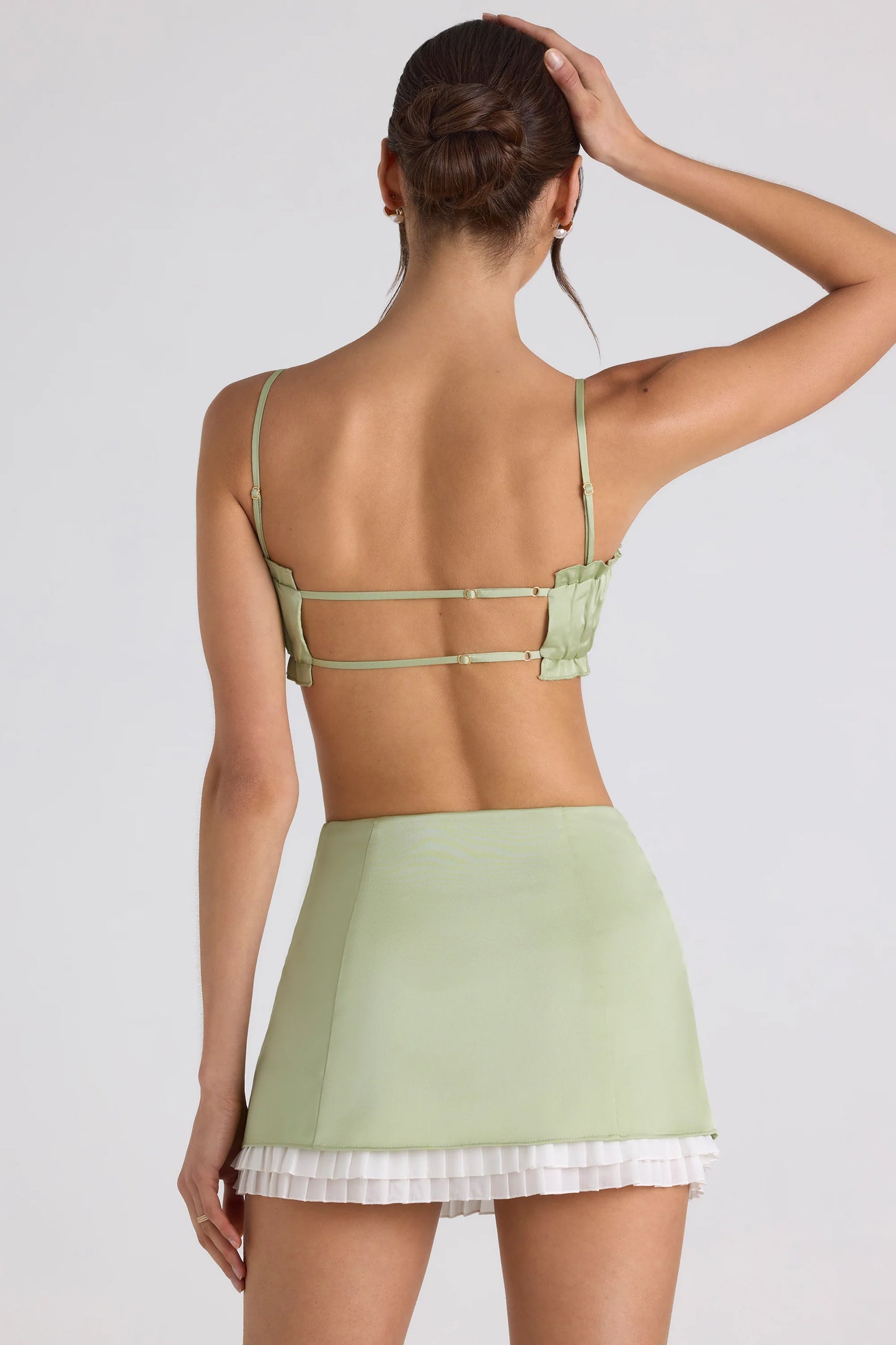 Ruffle-Trim Smocked Crop Top in Spring Green