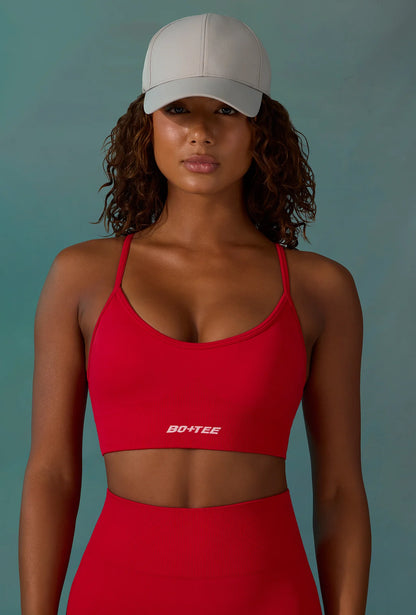 Super Sculpt Scoop Neck Sports Bra in Tango Red