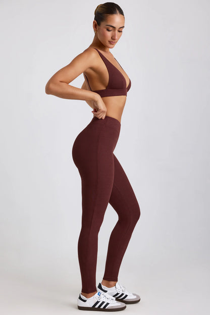 Petite Ribbed Modal High Waist Leggings in Espresso