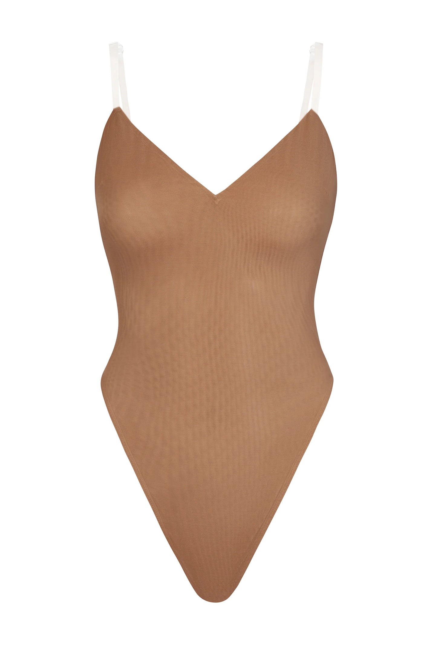 Soft Mesh V-Neck Bodysuit in Honey