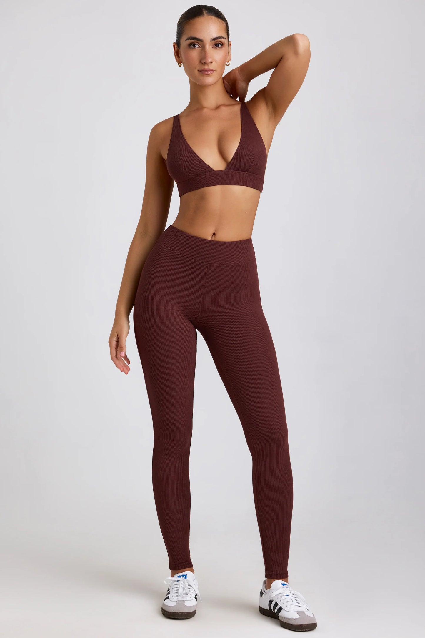 Ribbed Modal High Waist Leggings in Espresso