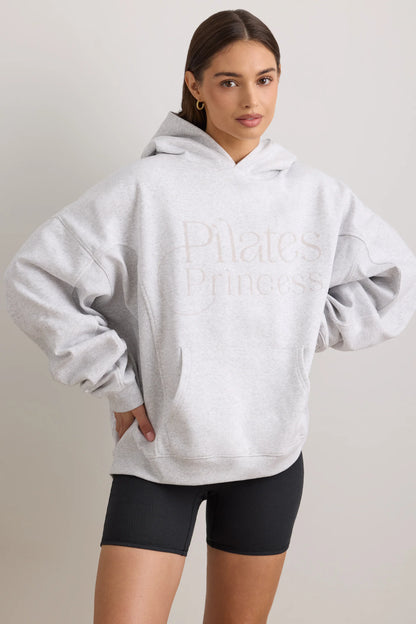 Oversized Hooded Sweatshirt in Light Grey Melange