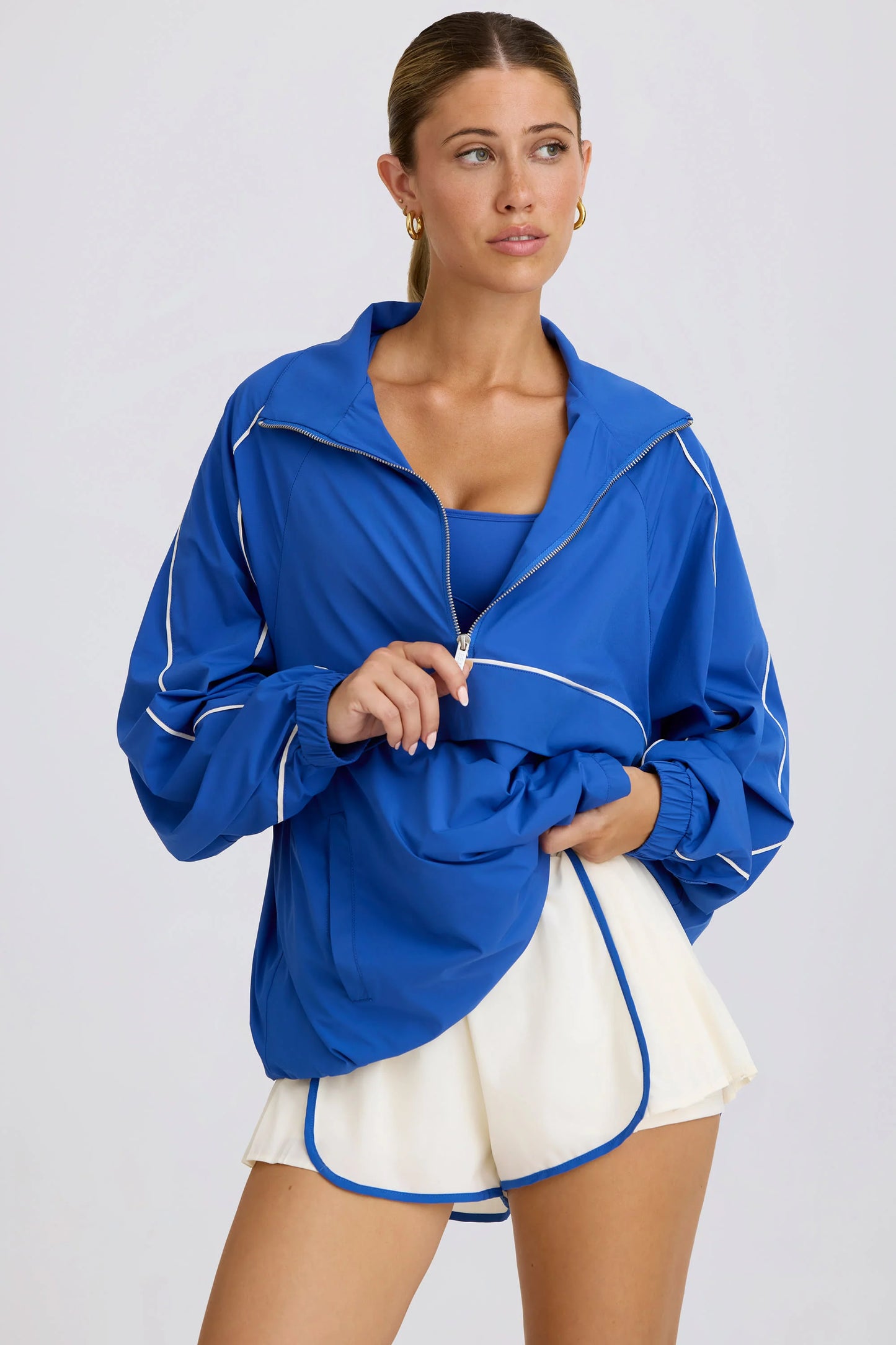 Oversized Track Jacket in Cobalt