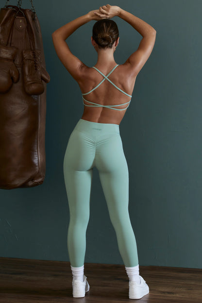 High Waist Wrap Over Leggings in Sage