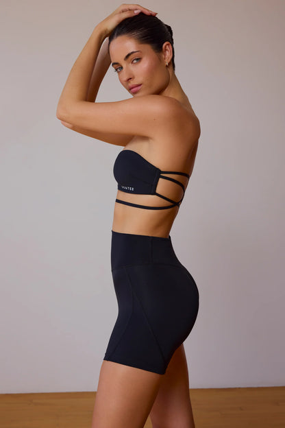 Cross-Back Bandeau Bra in Black