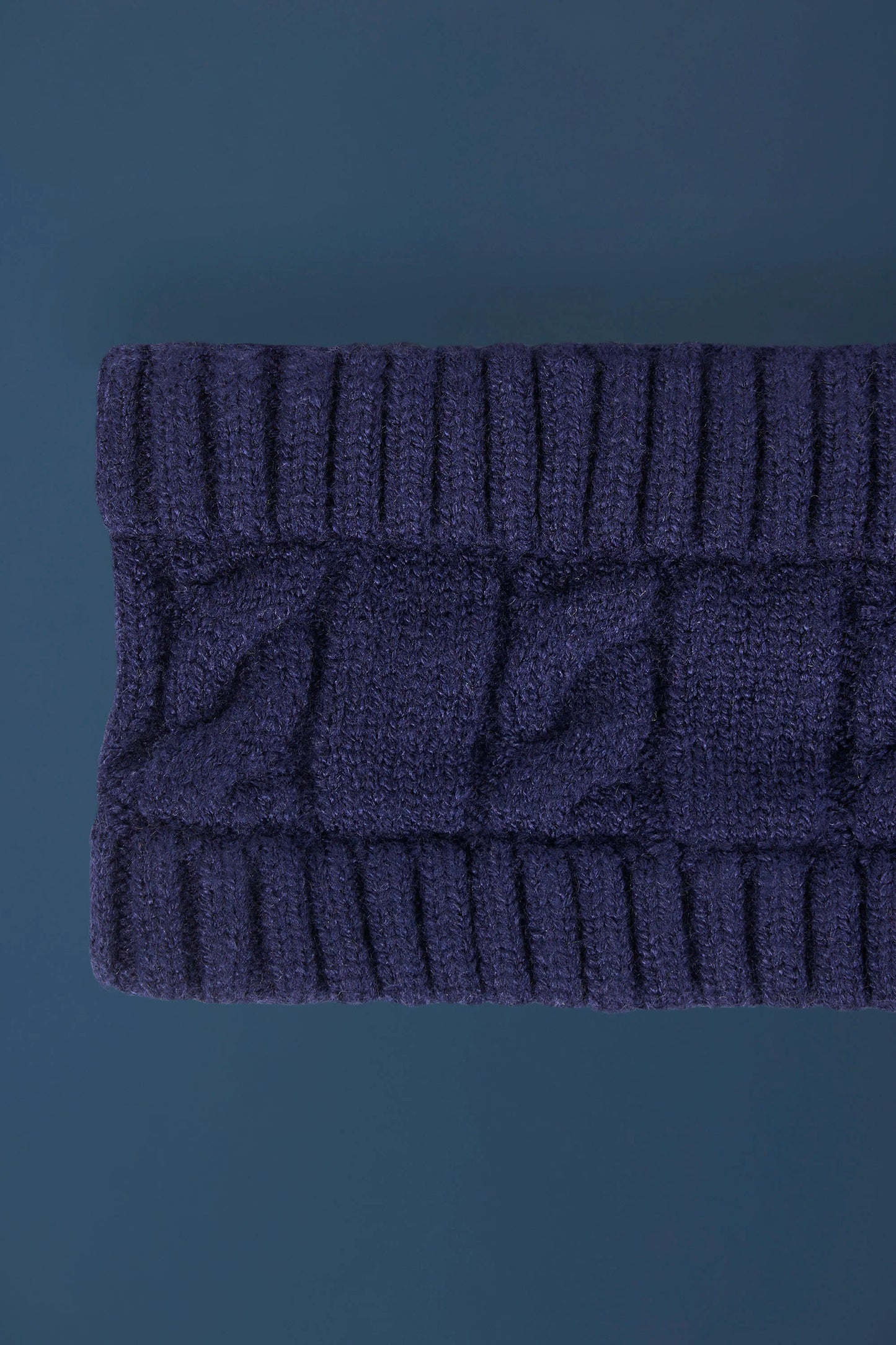 Cable-Knit Headband in Navy