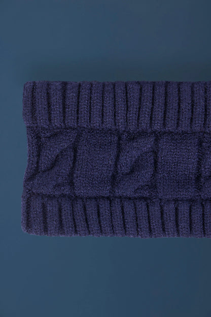 Cable-Knit Headband in Navy