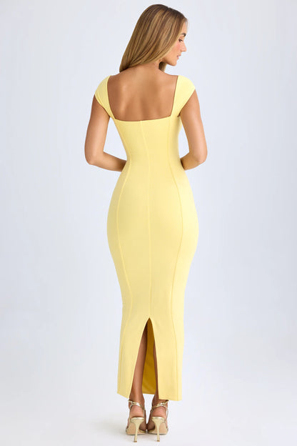 Modal Sweetheart-Neck Maxi Dress in Lemon Sherbet