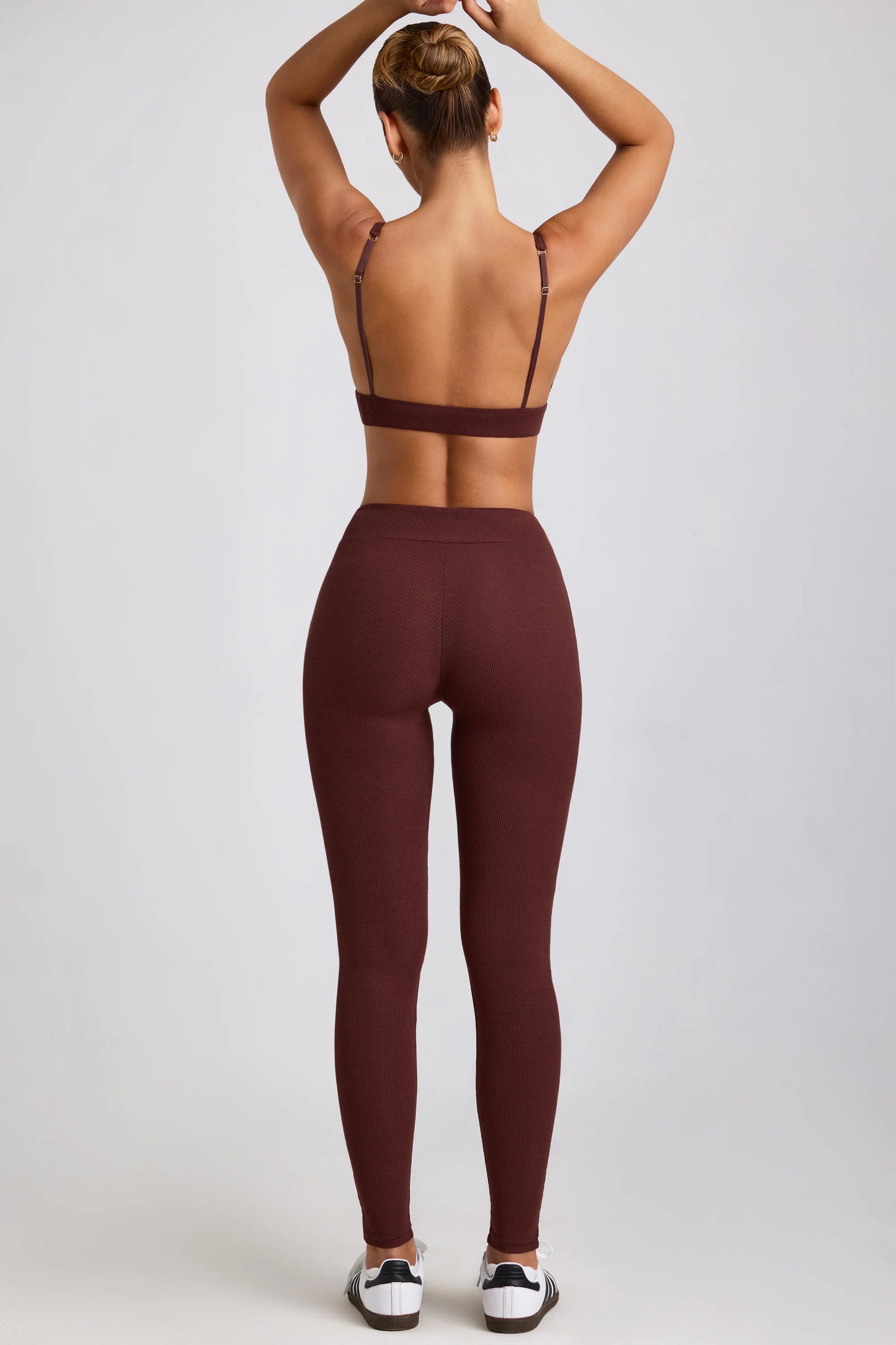 Petite Ribbed Modal High Waist Leggings in Espresso