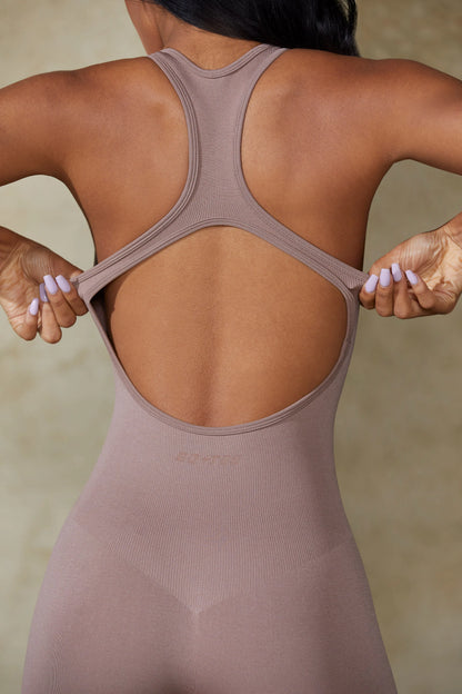 Racer Back Define Luxe Unitard in Mocha