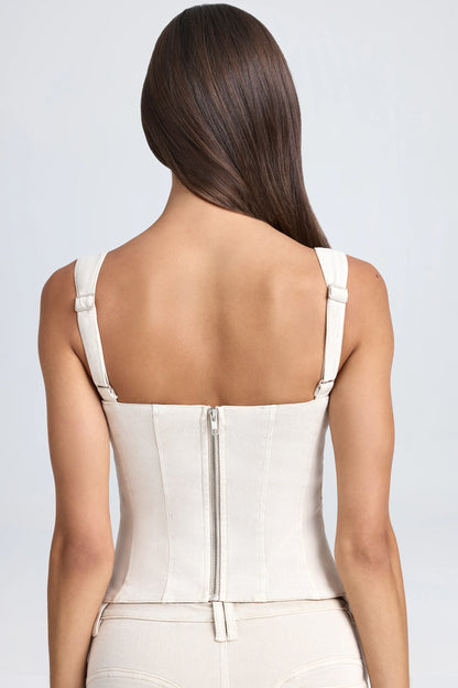 Lace-Up Corset Top in Ecru