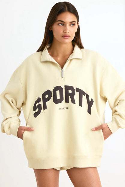 Quarter-Zip Sweatshirt in Bone