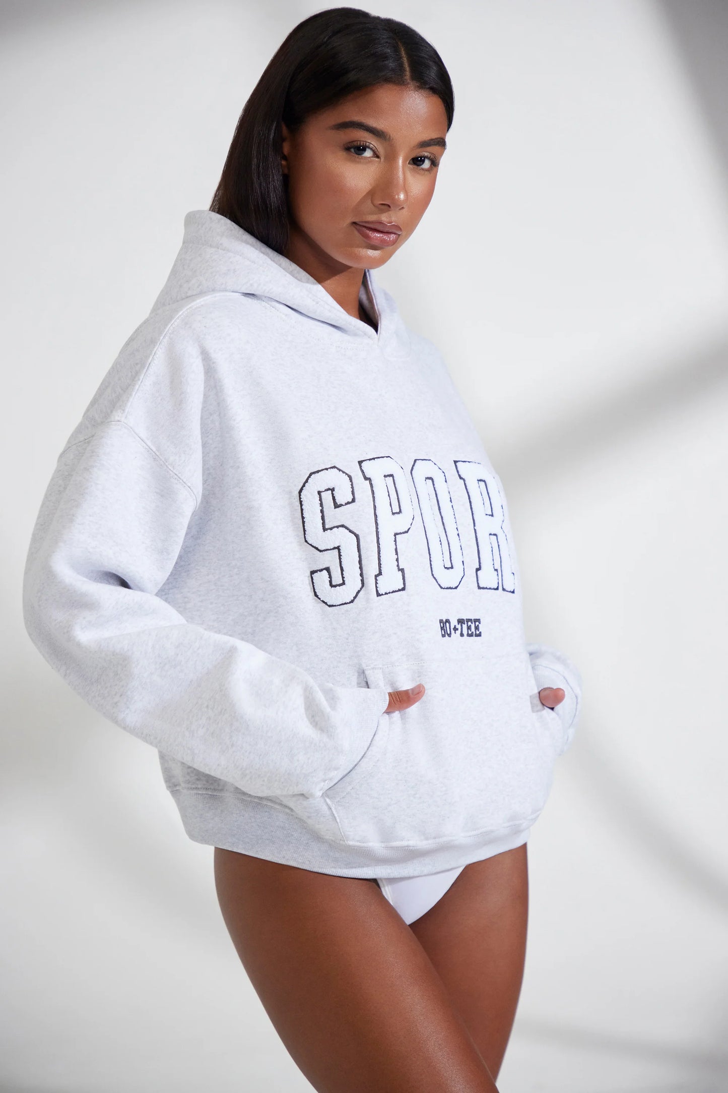 Oversized Hooded Sweatshirt in Heather Grey