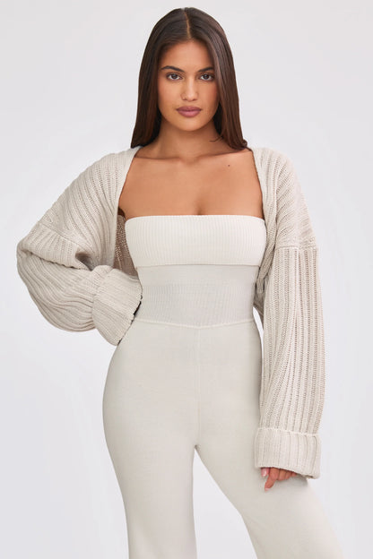 Oversized Chunky Knit Shrug in Cream