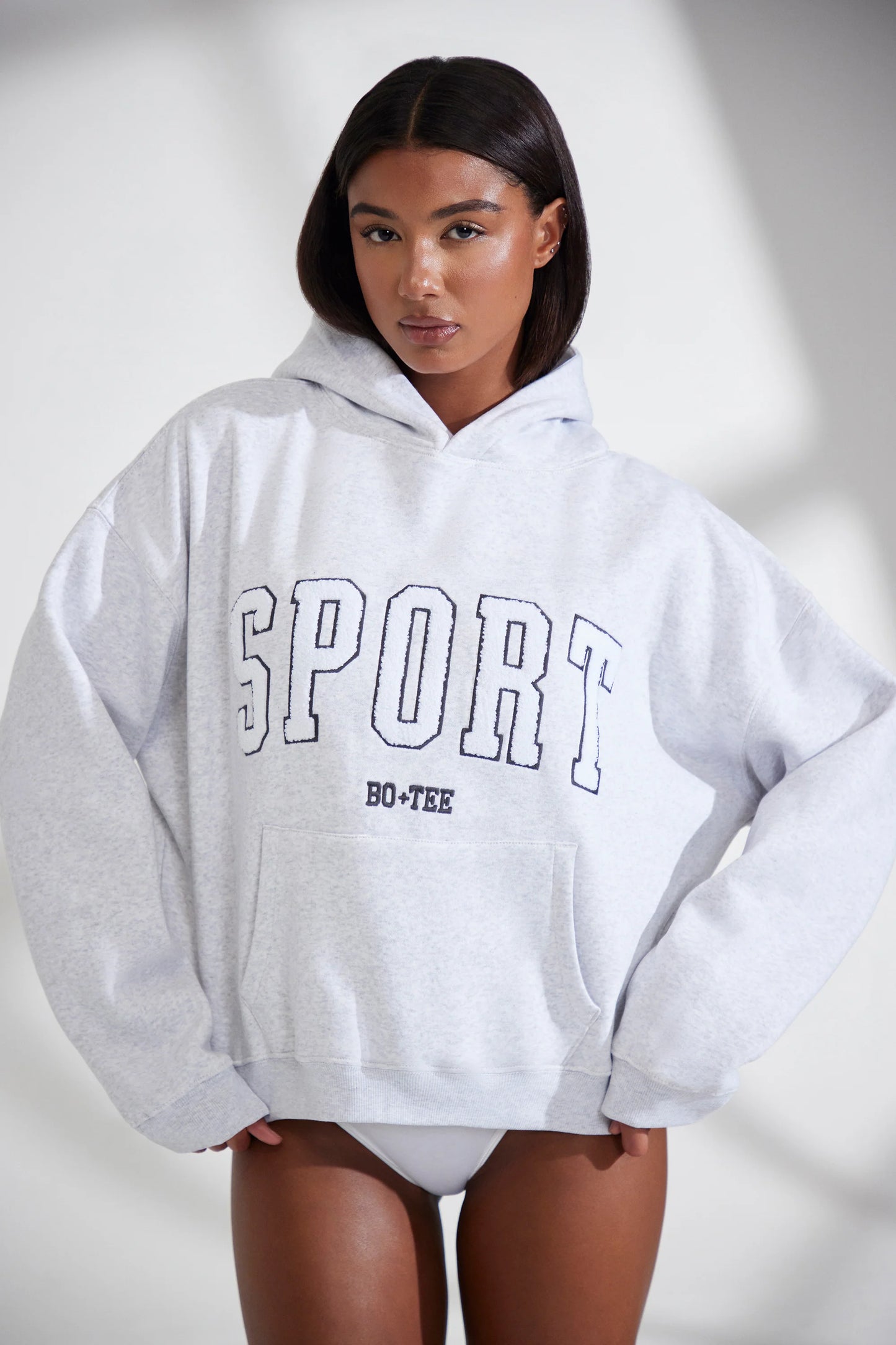 Oversized Hooded Sweatshirt in Heather Grey