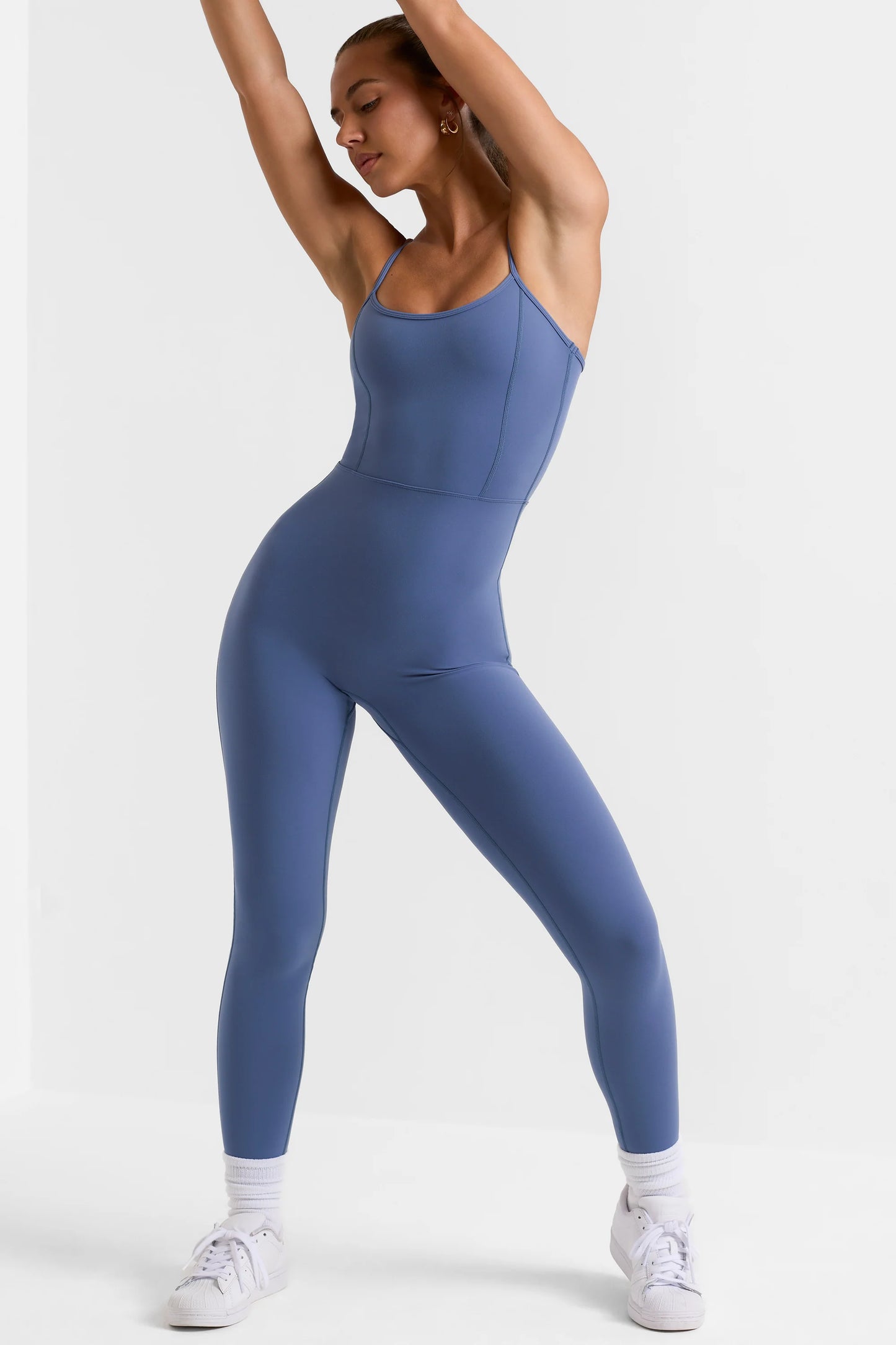 Open Back Full Length Unitard in Slate Blue