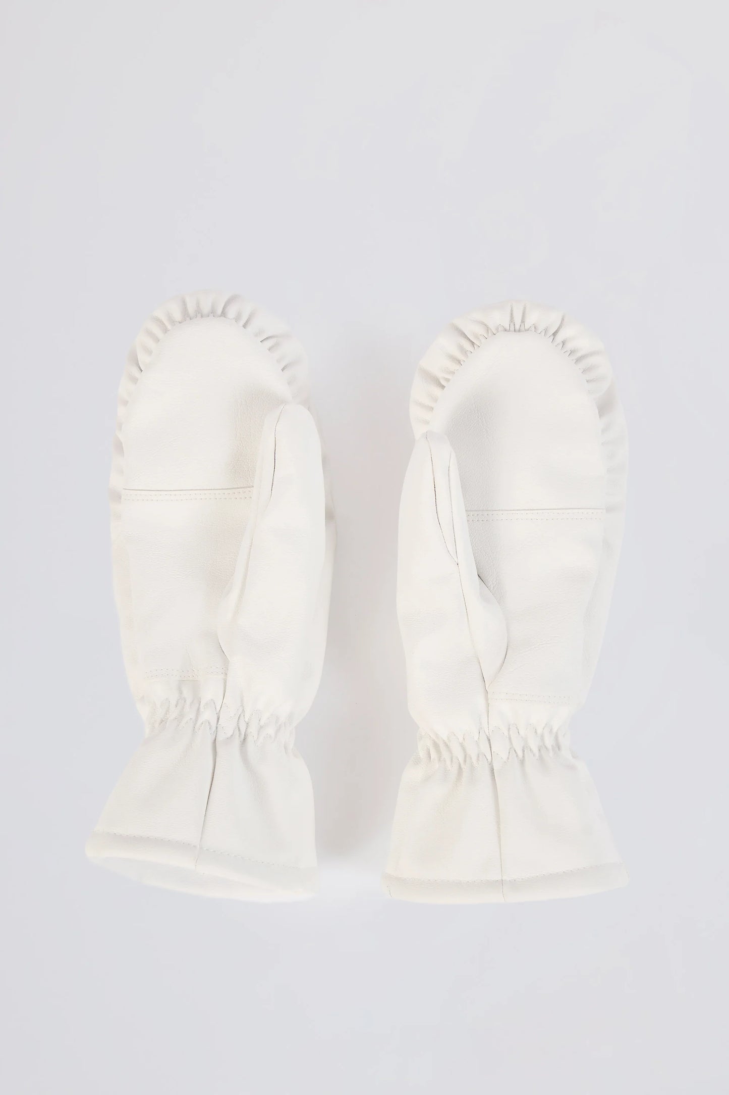 Faux-Leather Gloves in Ice White