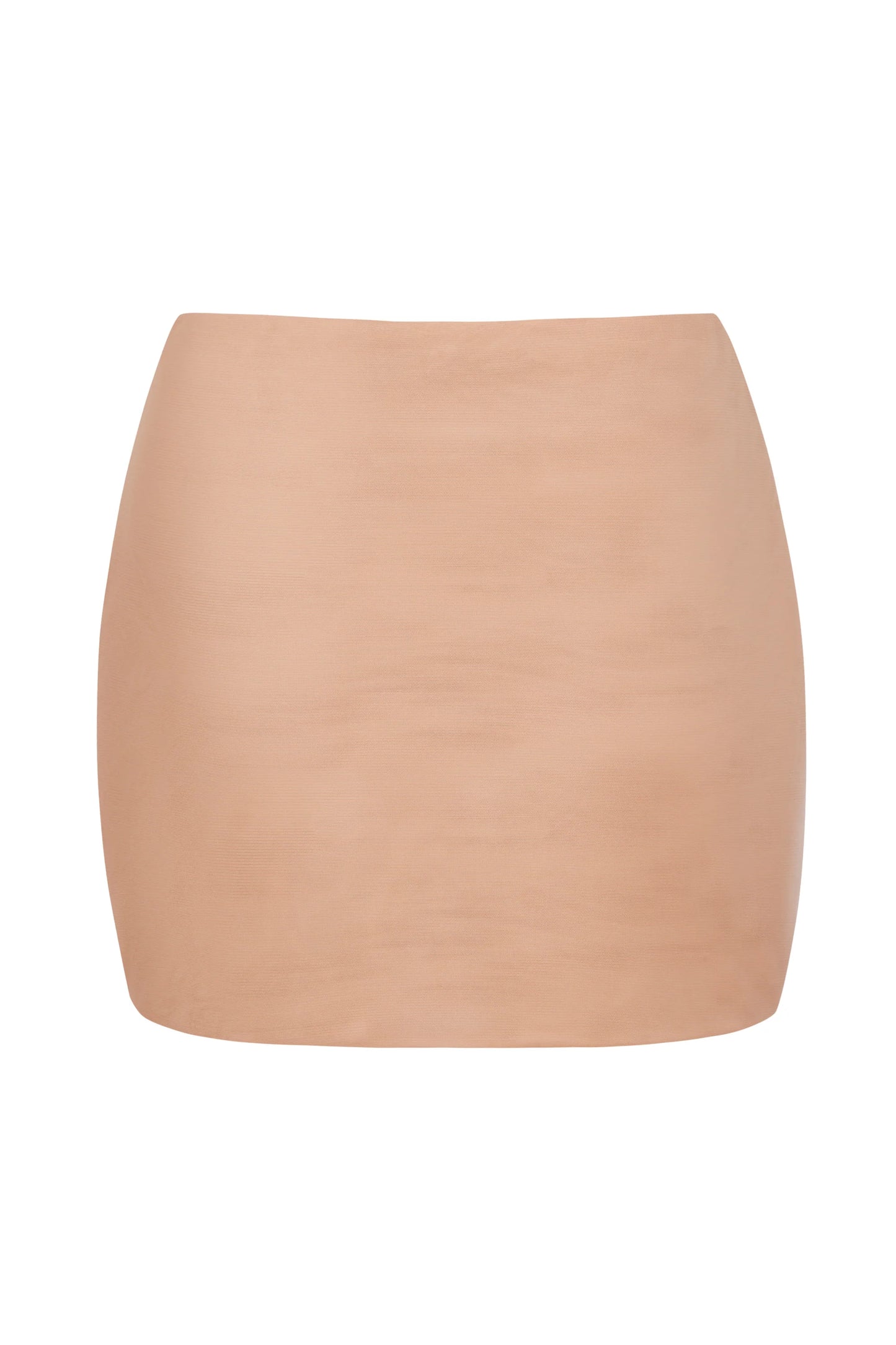 Soft Mesh Low-Rise Micro Mini Slip Skirt in Warm Peach