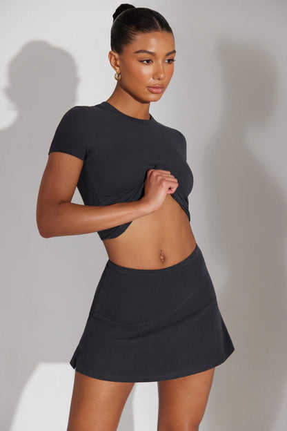 A-Line Mini Skort in Washed Black