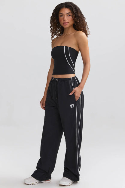 Wide-Leg Track Pants in Black