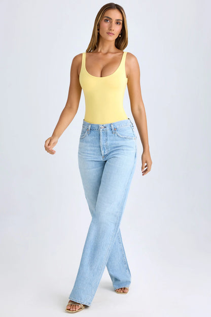 Modal Scoop-Neck Bodysuit in Lemon Sherbet