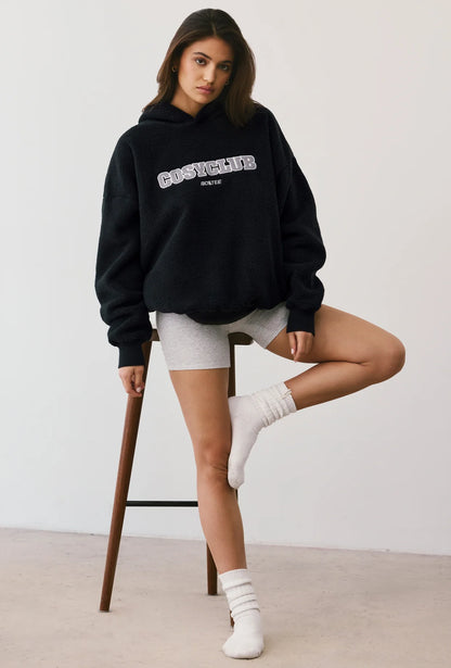 Oversized Fleece Hooded Sweatshirt in Onyx