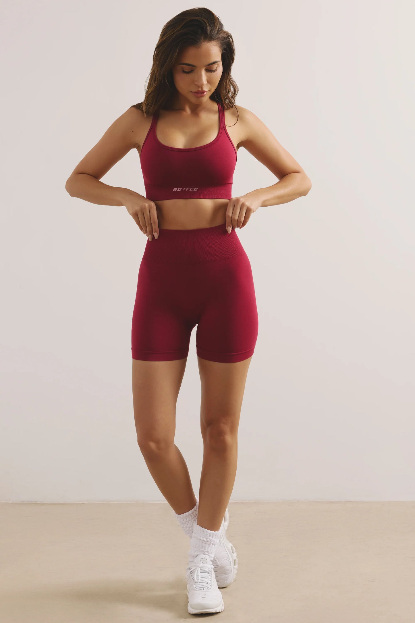 High Waist Define Luxe Mini Shorts in Raspberry