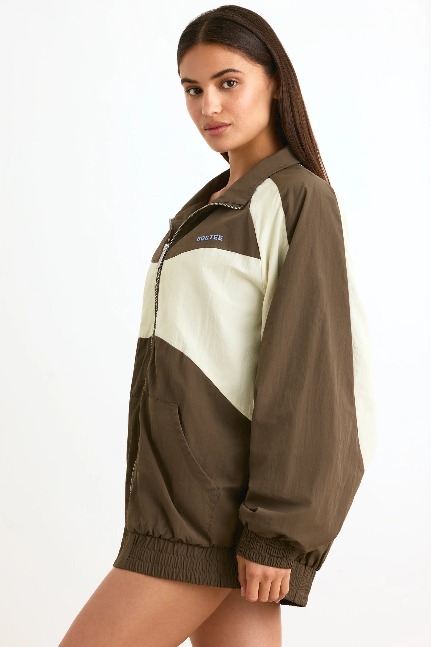 Colourblock Track Jacket in Espresso