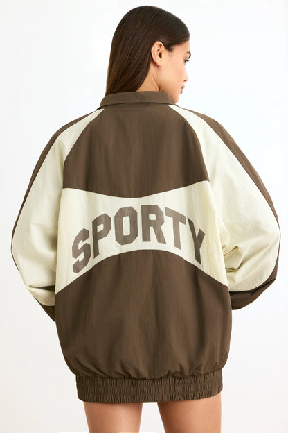 Colourblock Track Jacket in Espresso