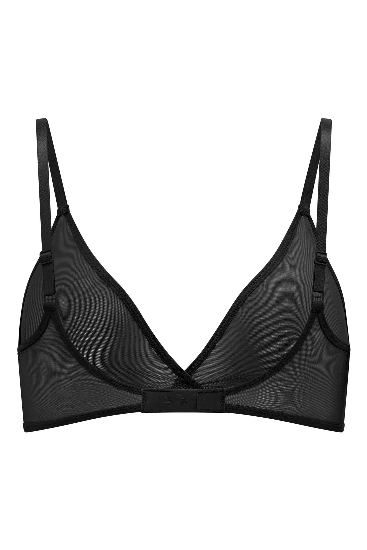 Soft Mesh Single Layer Triangle Bra in Black