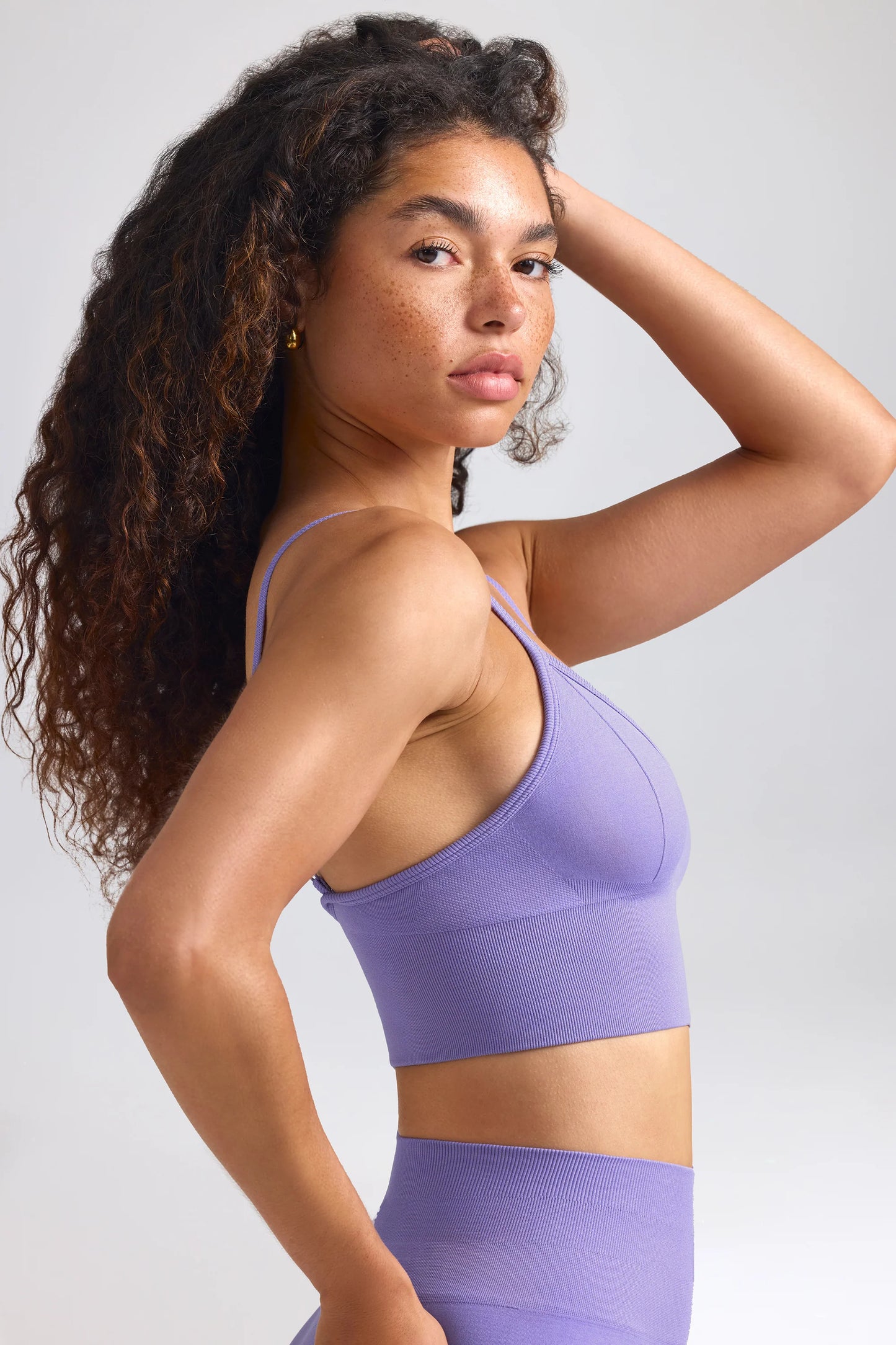 Define Luxe V-Neck Sports Bra in Purple