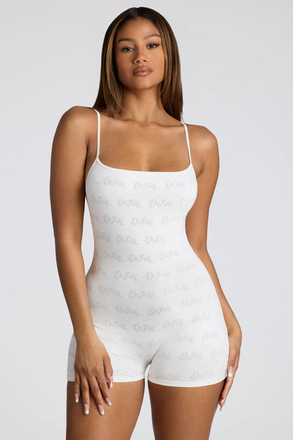 Strappy Low Back Pointelle Romper in White