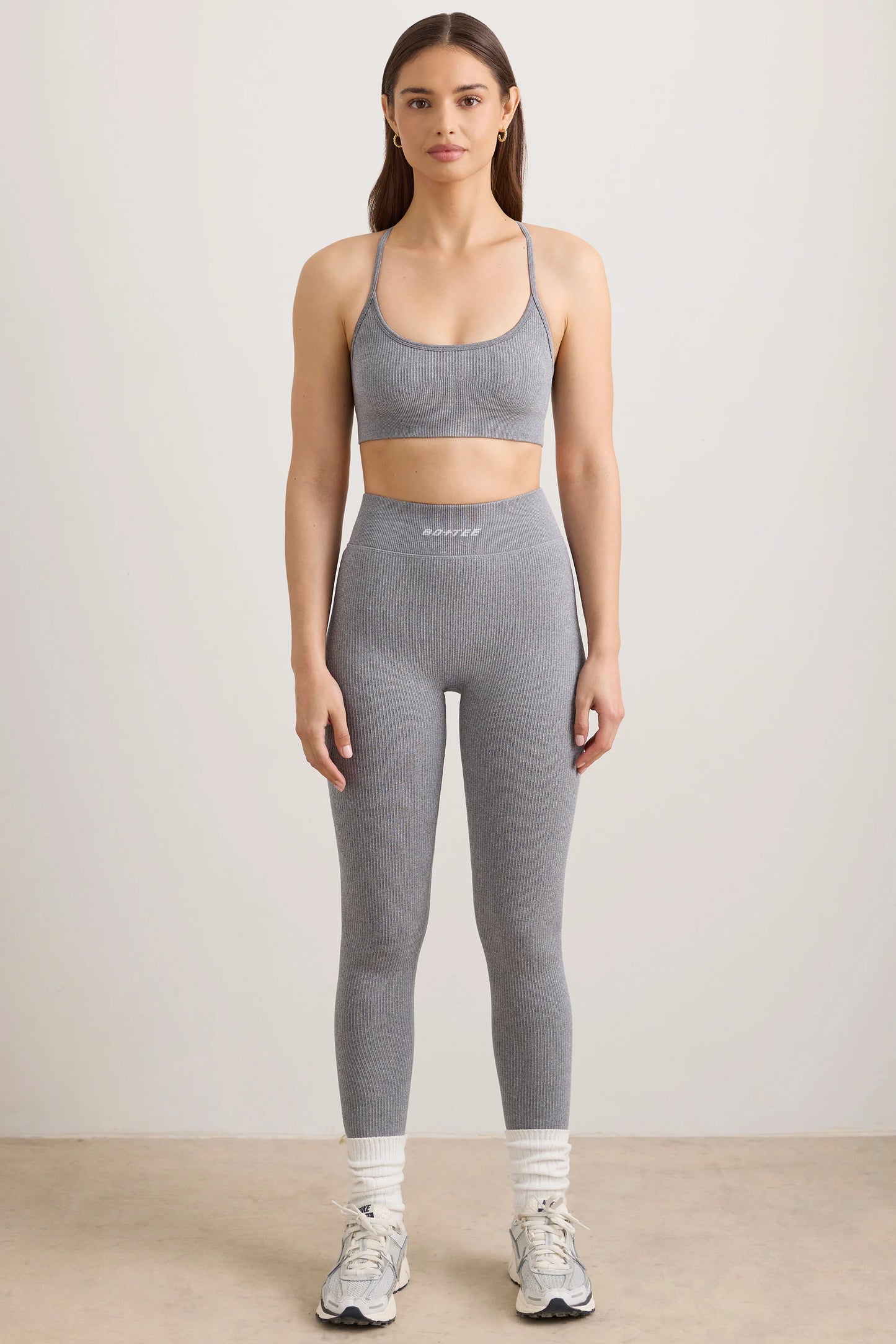 FlexiRib High Waist Leggings in Grey Melange