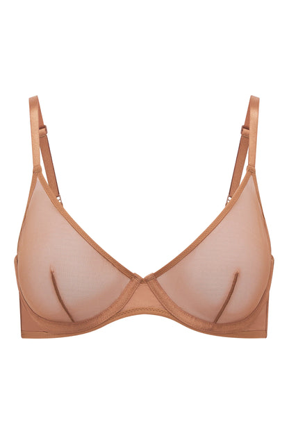 Soft Mesh Single Layer Underwired Bra in Honey