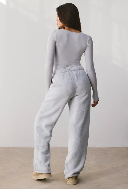 Modal Rib Long Sleeve Crop Top in Fog