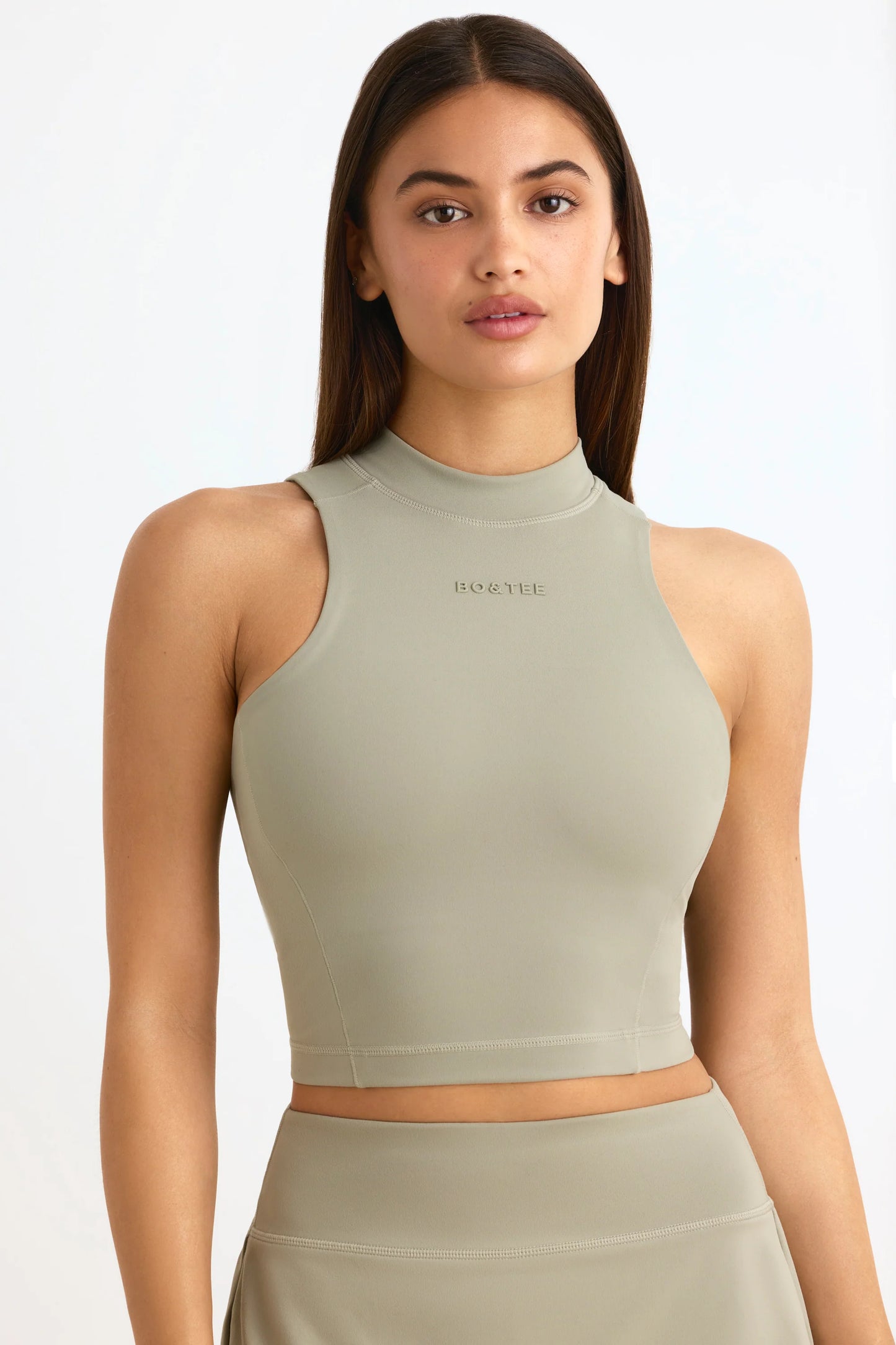 Soft Active High-Neck Tank Top in Mineral