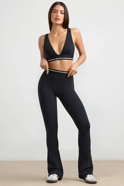 High-Waist Kick Flare Trousers in Black