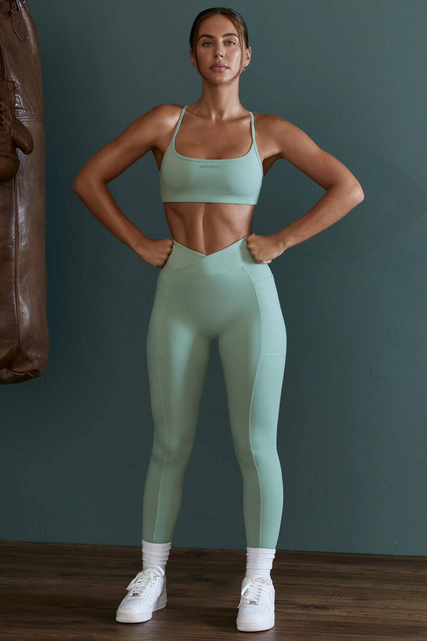 High Waist Wrap Over Leggings in Sage