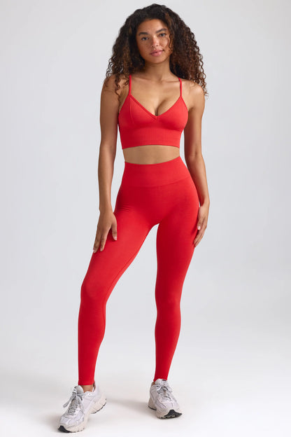 Define Luxe High-Waist Leggings in Poppy Red