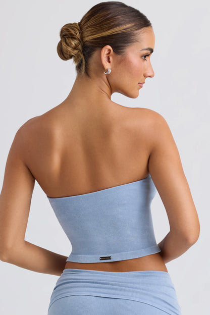 Bandeau Crop Top in Washed Blue