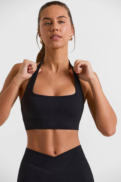 Halterneck Crop Top in Black