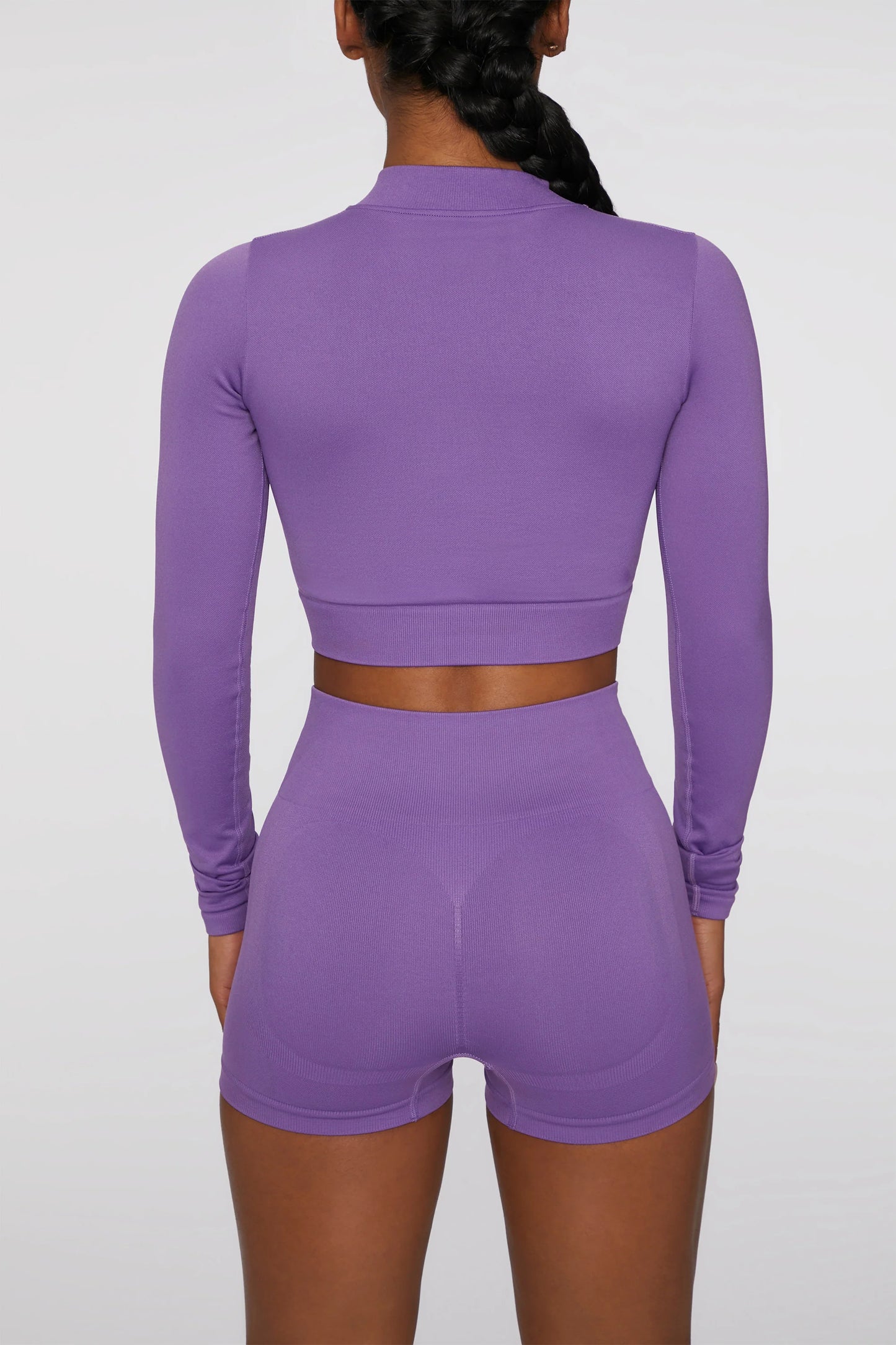 Long Sleeve Crop Top in Purple