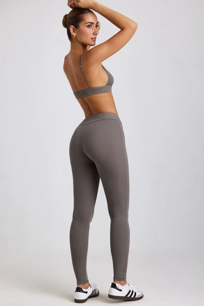 Petite Ribbed Modal High Waist Leggings in Grey