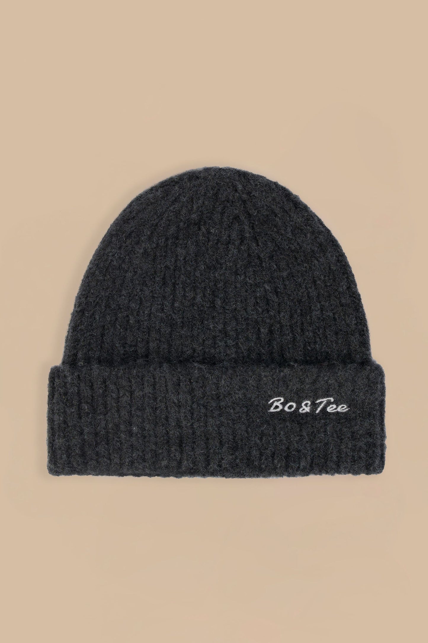 Knit Beanie Hat in Charcoal Marl