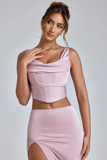 Draped Cowl Corset in Blush