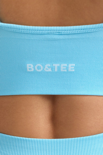 Define Luxe V-Neck Sports Bra in Sky Blue