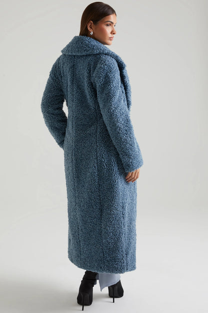 Long Shearling Coat in Blue