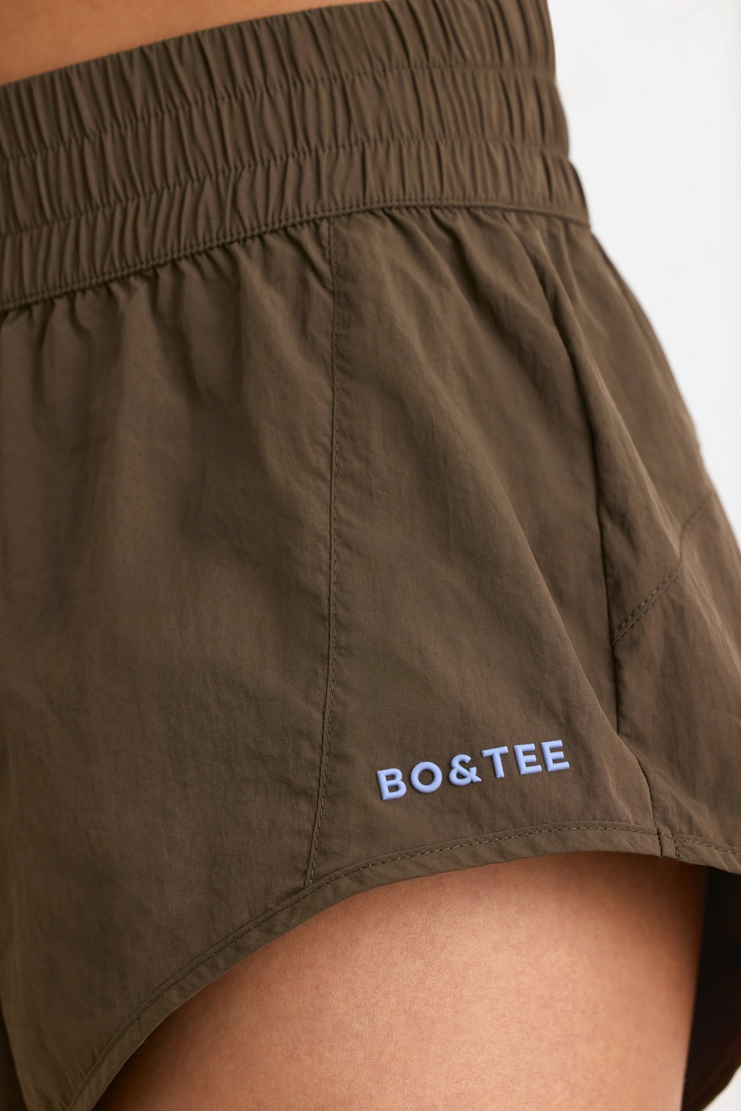 Elasticated Mini Shorts in Espresso