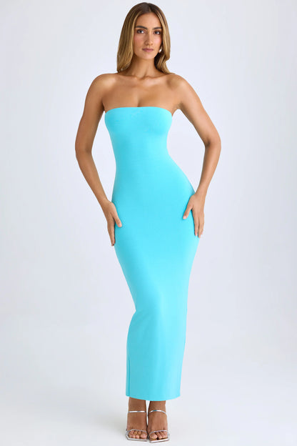 Modal Bandeau Maxi Dress in Aqua Blue