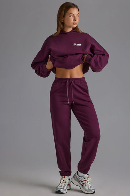 Relaxed Mid-Rise Joggers in Grape